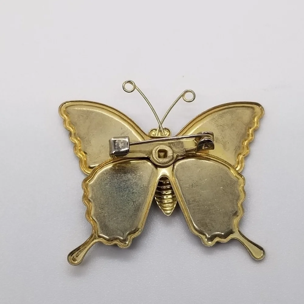 gold tone multicolor butterfly pin